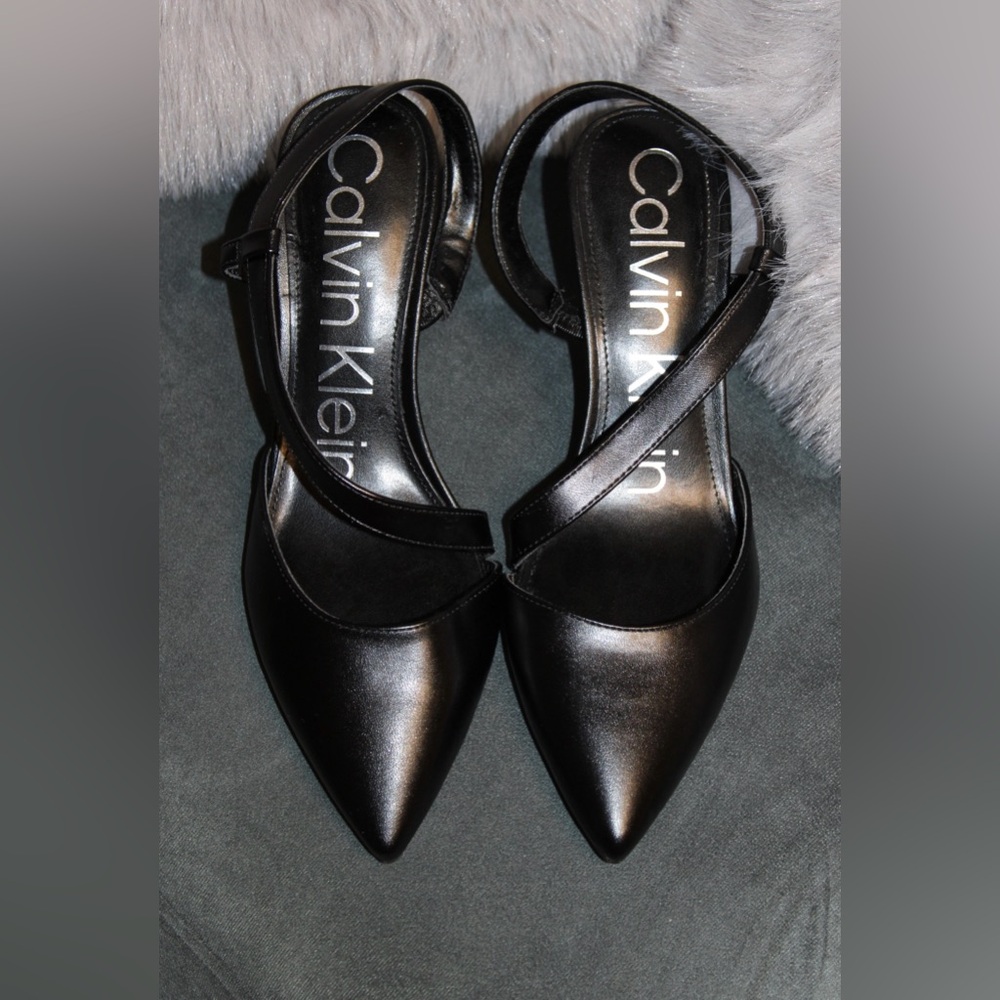 Calvin Klein Greer High Heels | Black Pointed Toe Slingback